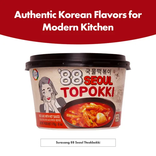 Miniatura 2 de Surasang Korean Tteokbokki Cup - Comida callejera coreana, salsa clásica dulce y picante, comida instantánea de microondas de 2 minutos, pasteles