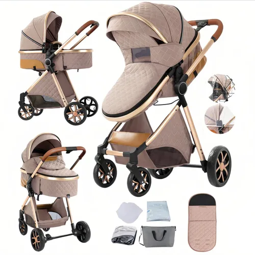 Miniatura 12 de Cochecito de bebé 2 en 1 con modo moisés, cochecito reversible, plegable con un solo clic, cochecito de viaje para recién nacido, cochecito