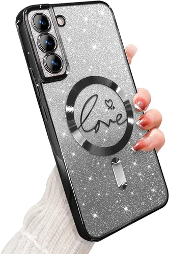 Miniatura 27 de ZONRW - Funda para Samsung Galaxy S22 Ultra magnética, para mujeres y niñas, cubierta trasera suave, lujosa, con corazón de amor, bling, degradado