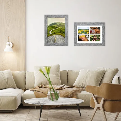 Miniatura 883 de Marcos de Fotos Collage de 13.5X15.5 con 7 Aberturas para Fotos de 4X6, Marco de Fotos Múltiples con Paspartú para Decoración de Pared, Grano