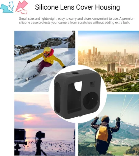 Miniatura 3 de Cuerpo de cámara de silicona y cubierta de lente, funda de silicona suave, cordón ajustable, para Max, negro