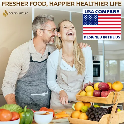 Miniatura 4 de Cesta de frutas con colgador de plátano – Organizador de almacenamiento de frutas y verduras de bambú de 2 niveles para encimera de cocina – Ligero