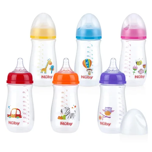 Miniatura 2 de Nuby Botella de cuello ancho con sistema de aire anticólicos, los colores/impresiones pueden variar, 1 paquete de 1 botella