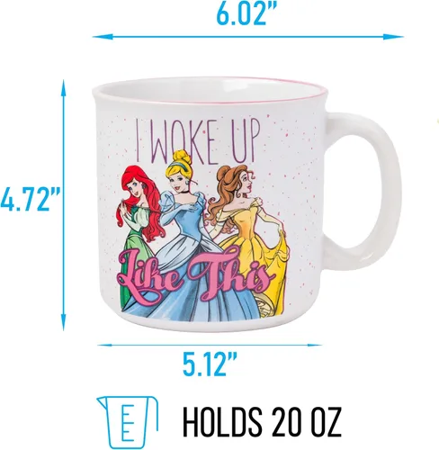 Miniatura 3 de Silver Buffalo Disney Princess I Woke Up Like This - Taza de cerámica con Ariel, Cenicienta y Belle, 20 onzas