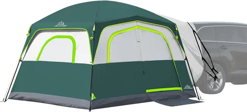 JELUCAMP Tiendas de campaña SUV para acampar impermeables para 6 personas, tienda de campaña familiar para coche con accesorio para puerta trasera