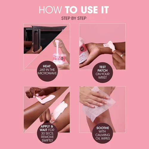 Miniatura 6 de Nad's Waxing Dots - Cuentas de cera dura de fresas y crema, fórmula sin tiras para microondas para mujeres