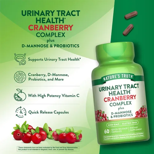 Miniatura 5 de Nature's Truth Pastillas de arándano 60 cápsulas Plus D-manosa y probióticos Apoya la salud del tracto urinario Suplemento sin OMG y sin