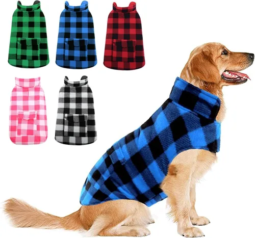 Miniatura 18 de ASENKU - Abrigo de invierno para perros, diseño a cuadros reversible, impermeable, para climas fríos, para perros pequeños, medianos y grandes Rojo