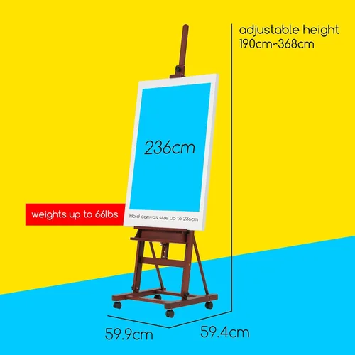 Miniatura 2 de MEEDEN Caballete para pintar y exhibir, caballete de arte ajustable con marco en H para dibujo, lienzo resistente de madera de haya de hasta 146