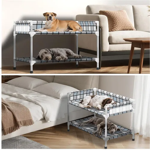 Miniatura 7 de Litera para Perros con Ventana de Cabecera - Cama Doble Elevada para Perros con Barandilla de 2 Capas Percha de Ventana Catre para Perros de 2