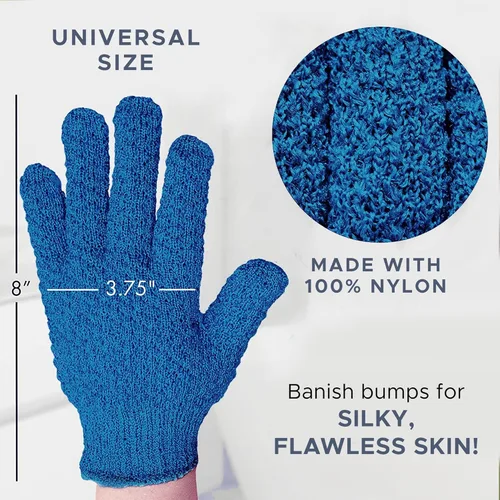 Miniatura 3 de Guantes exfoliantes (4 piezas, 2 pares) – Guantes de ducha pesados para exfoliación corporal, exfolia y elimina la piel muerta