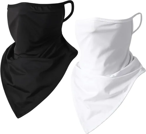 Miniatura 7 de CORIRESHA Polaina para el cuello de 2 piezas para mujer con trabillas para las orejas, cubierta de pasamontañas, protección contra el polvo y el sol