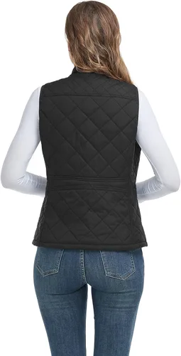 Miniatura 5 de LONGKING Chaleco para mujer con un bolsillo interior, cuello alto, ligero, con cremallera, acolchado, para mujer