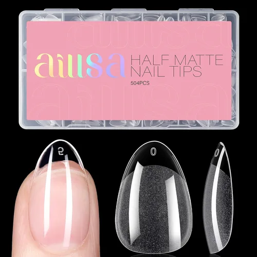 Miniatura 13 de AILLSA Puntas de uñas cuadradas extra cortas – 240 puntas de uñas postizas prelimadas gruesas puntas de uñas medio mate, uñas postizas para regalo