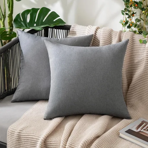 Miniatura 24 de MIULEE Paquete de 2 fundas decorativas para almohadas de exterior, sólidas, impermeables, de lino sintético, estilo granja de jardín, fundas de Óxido