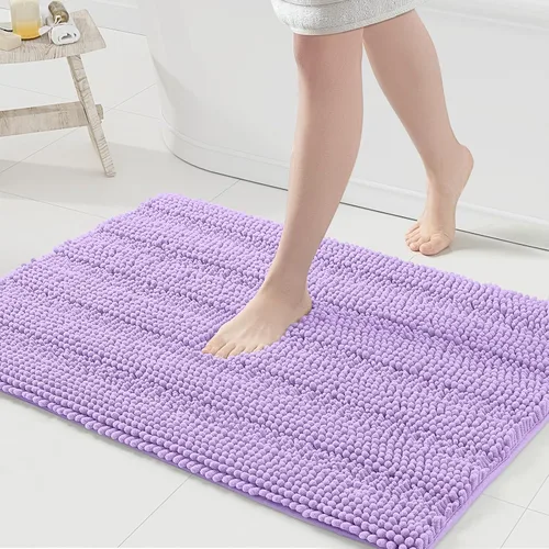 Miniatura 203 de Grandaily Alfombras de baño de felpilla a rayas de 24 x 16 pulgadas, extra gruesas y suaves, absorbentes, parte trasera de goma, alfombra de ducha