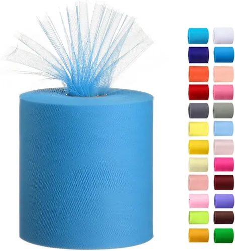 Miniatura 21 de Rollo de tela de tul, 6 pulgadas por 200 yardas (600 pies), carrete de tela de organza de tul para bricolaje, falda tutú, decoración de baby shower