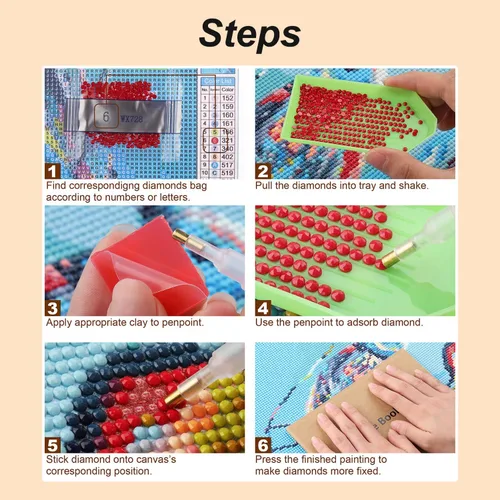 Miniatura 6 de Stalente Kits de pintura de diamantes para adultos, kits de arte de diamantes 5D para principiantes, pintura de diamante redonda para decoración