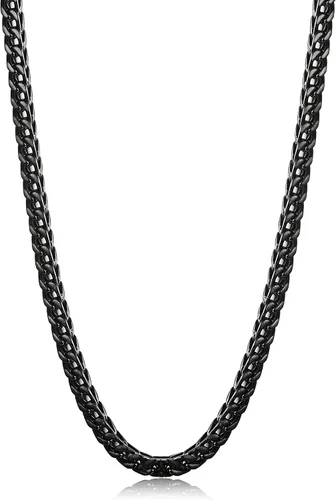 Miniatura 3 de FIBO STEEL Collar de Cadena de Curb de 3-6 mm para Hombres y Mujeres, Estilo Punk Motociclista, Acero Inoxidable, 18.0-30.0 Pulgadas, Tono Plateado