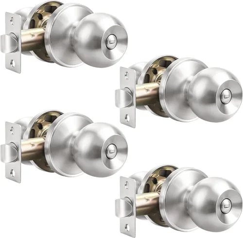 Miniatura 17 de Probrico Paquete de 10 pomos redondos para puerta de cama/baño, función de privacidad para baño/dormitorio, pomos de puerta interior con cerradura
