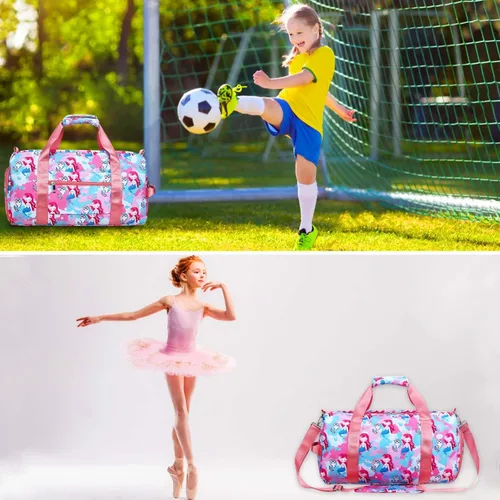 Miniatura 6 de Bolsa de lona para niñas, bolsas de gimnasio deportivas, bolsa de gimnasia, bolsa de viaje, bolsa de dormir con compartimento para zapatos
