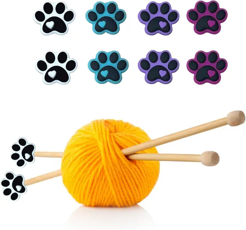 Miniatura 6 de SPANSEE 8 piezas de tapones para agujas de tejer con forma de pata de perro, protectores de puntas de agujas de tejer, tapas para agujas de tejer