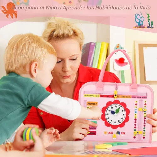 Miniatura 3 de Tabla de actividades 8 en 1 para niños pequeños de 1 año, libro Montessori de juguete ocupado para niños pequeños de 1 a 3 años, juguete sensorial