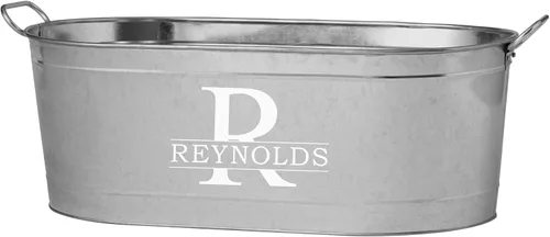 Let's Make Memories Tina de bebida personalizada – Tina personalizada para bebidas – Personalizable con nombre e inicial – Tina galvanizada – 20 ¾