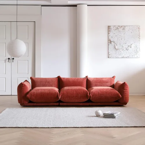 Miniatura 23 de WJShome - Sofá seccional modular, sofá de chenilla de 264 cm de lana minimalista, sofá convertible de 3 plazas, sofá de sala de estar ancho