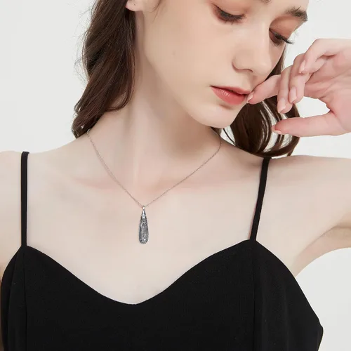 Miniatura 125 de Collar con colgante de urna de cenizas de cremación y árbol de la vida para mujer, plata de ley US1