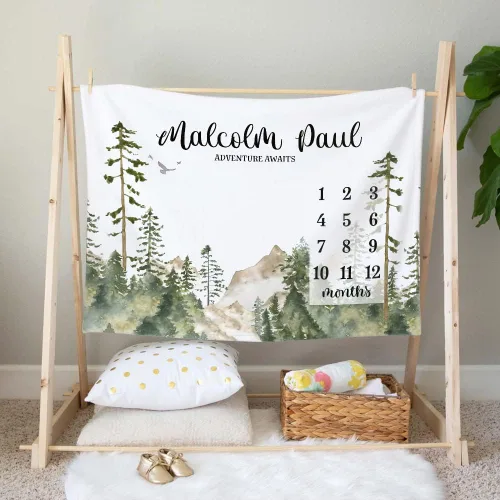 Miniatura 2 de Manta personalizada para bebé mensual de hito para niño y niña, regalo neutro para baby shower, manta mensual suave para recién nacido, decoración
