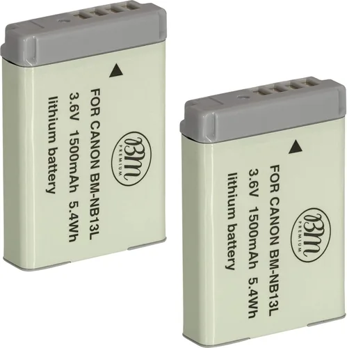 BM Premium Paquete de 2 baterías NB-13L para cámaras digitales Canon PowerShot SX740 HS, G1 X Mark III, G5 X, G5 X Mark II, G7 X Mark II, G7 X Mark