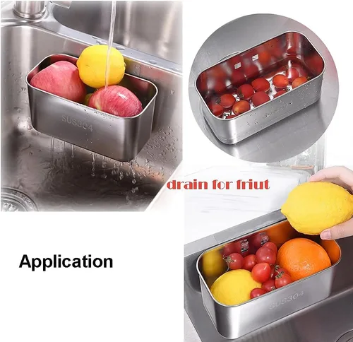 Miniatura 6 de Colador de fregadero de acero inoxidable para cocina, colador de alimentos para fregadero, cesta para filtro, residuos de cocina y lavado, verduras