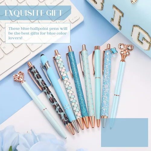 Miniatura 4 de Colarr Juego de 16 bolígrafos con purpurina de diamante de cristal, bonito juego de bolígrafos de metal para diario, tinta negra retráctil, regalos
