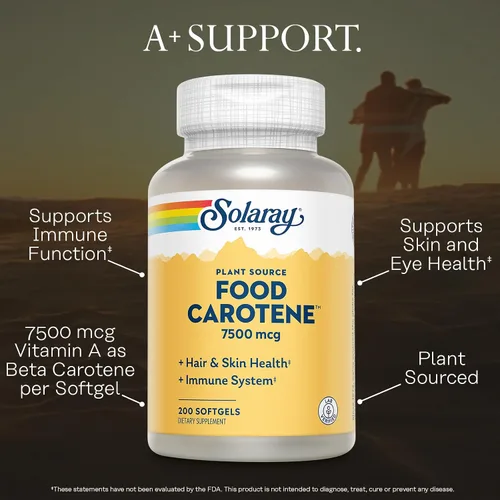 Miniatura 3 de SOLARAY Food Carotene 7500mcg (25000 UI) - Suplemento de vitamina A beta caroteno - Suplemento de bienestar e inmunidad, potentes vitaminas
