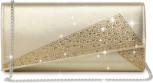 Miniatura 9 de Bolso de mano de noche con diamantes de imitación de satén con purpurina brillante para mujer, fiesta, boda, cóctel, baile de graduación en caja
