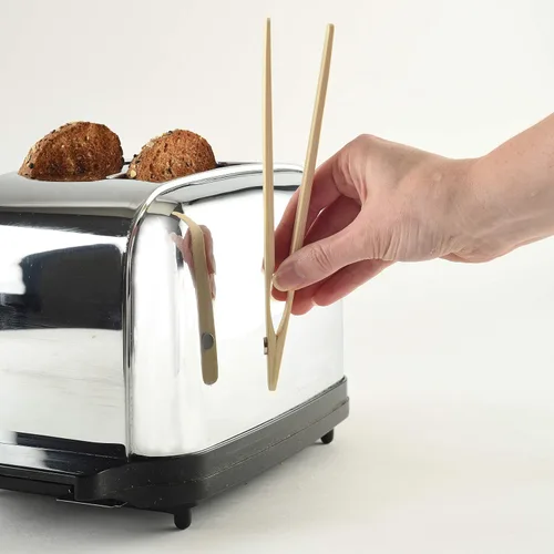 Miniatura 2 de Norpro 1982 Pinzas para tostadora de bambú de 8 pulgadas con imán, talla única