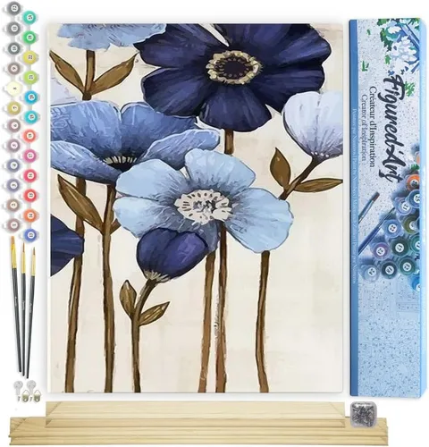 Miniatura 119 de Figured'Art - Juego de pintura por números, lienzo enrollado sin marco, para manualidades, para adultos, 16 x 20 pulgadas, jarrón de peonías