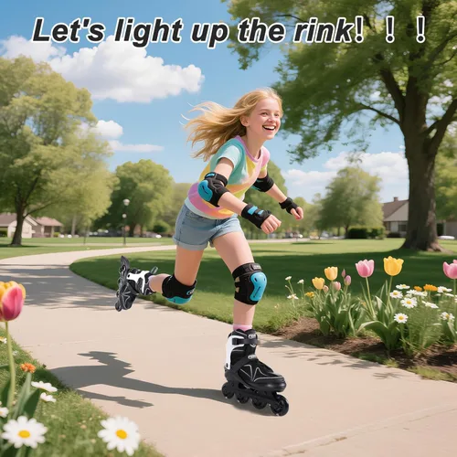 Miniatura 5 de Patines en línea ajustables para niños de 4 a 12 años, patines en línea juveniles para niñas y niños de 5 a 8 y de 8 a 12 con ruedas que se iluminan