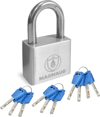 Magmaus® PDX40 Candado de Alta Resistencia con 10 Llaves - [Acero Inoxidable] Candado Resistente a la Intemperie para Uso al Aire Libre - Ideal para