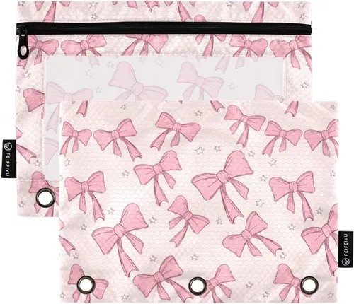 Miniatura 14 de SHJI Bolsas para carpetas, estuche para lápices Star Galaxy para carpetas de 3 anillas, paquete de 2 bolsas transparentes con cremallera