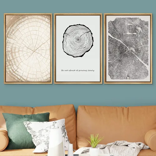 Miniatura 682 de SIGNWIN Lienzo enmarcado para pared, arte con pinceladas de flujo neutro en tonos beige abstractos, ilustraciones, arte moderno, decorativo