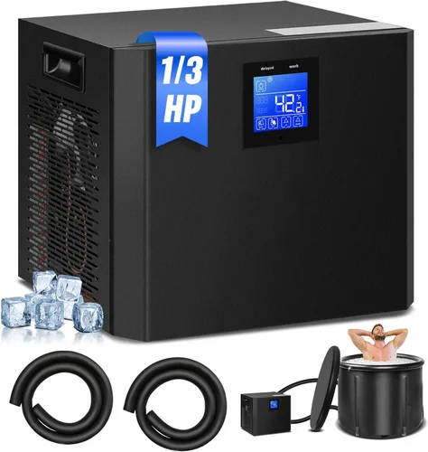 Enfriador de inmersión en frío, enfriador de agua de baño de hielo de 1/3 HP para bañera de inmersión fría con filtro y bomba incorporados, bomba