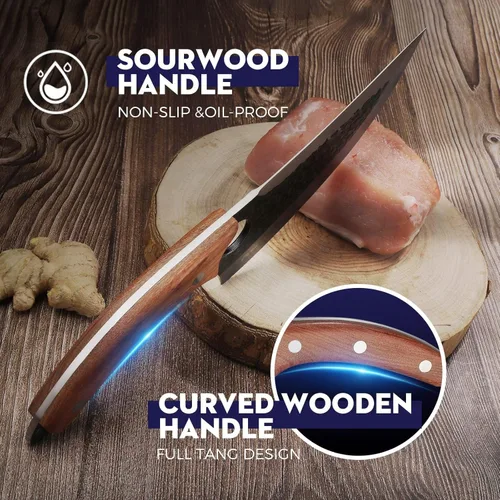Miniatura 7 de Huusk Knife Japan Kitchen - Cuchillos vikingos mejorados con funda, cuchillo de carnicero forjado a mano para cortar carne, cuchillos de chef