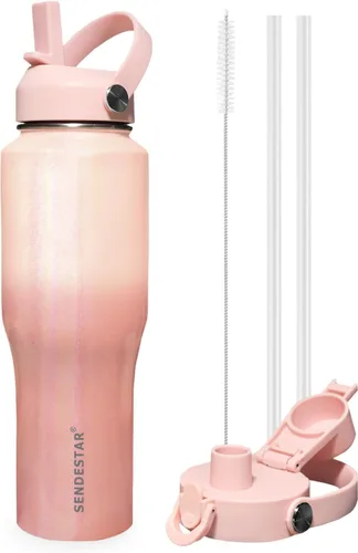 Miniatura 39 de SENDESTAR Botella de agua de acero inoxidable de 40 onzas (fría durante 48 horas, caliente durante 24 horas), botella aislada al vacío de doble Gris