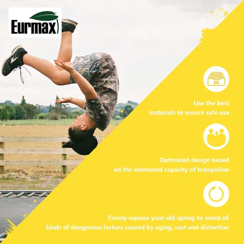 Miniatura 3 de Eurmax USA Muelles de Trampolín de Acero Inoxidable Resistente de Repuesto con Gancho en T, Paquete de 20 piezas