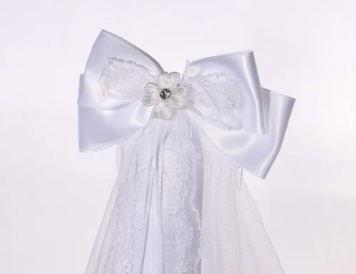 Miniatura 2 de Velos florales de primera comunión para niñas, corona de perlas blancas