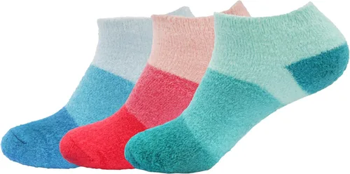 Miniatura 19 de BambooMN Calcetines de spa de nailon mullidos con infusión de aloe para mujer, talla 4-8, aguamarina, 3 pares
