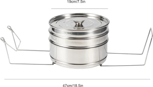 Miniatura 3 de Olla de vapor de acero inoxidable de 3 niveles, sartenes a vapor, olla a presión para cocinar verduras, mariscos, sopas, guisos y pastas