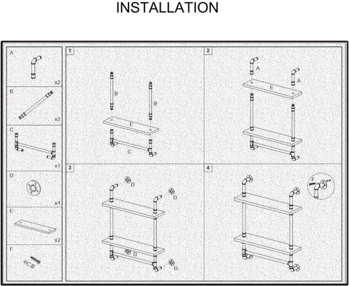 Miniatura 4 de Estante de tubos tipo industrial, toalleros de metal de 2 niveles para baño, estantes flotantes de tubos industriales de 20 pulgadas, estante